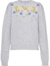 Miu Miu Floral Embroidered Jumper In Grey
