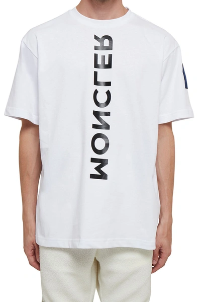 Moncler Mirror Logo Graphic Cotton T-shirt In White