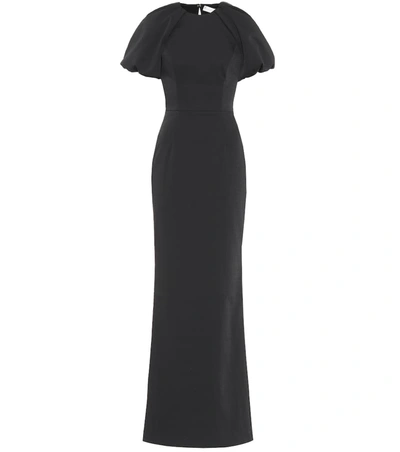 Rebecca Vallance Winslow Puff-sleeve Column Gown In Black