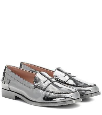 Tod's Alber Moccasino Metallic Loafers In Silver