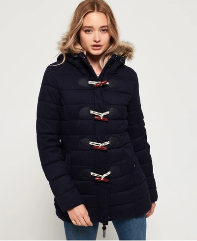 Superdry Tall Marl Toggle Puffle Jacket In Navy