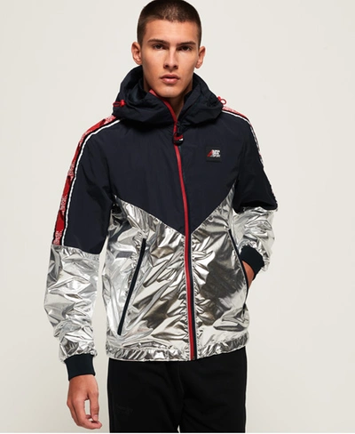 Superdry Sport Stripe Chrome Cagoule In Silver