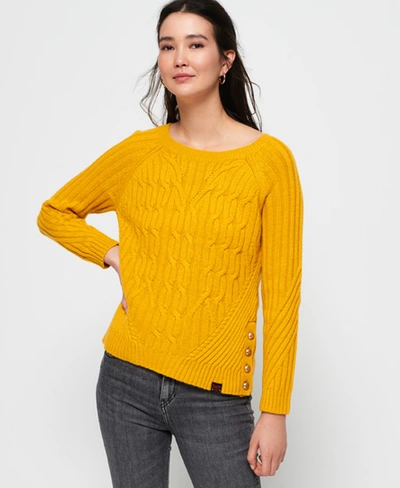 Superdry Hester Cable Knit Jumper In Yellow