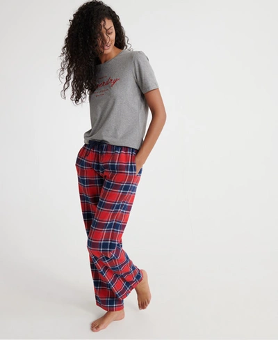 Superdry Organic Cotton Bella Brushed Pj Bottoms In Red