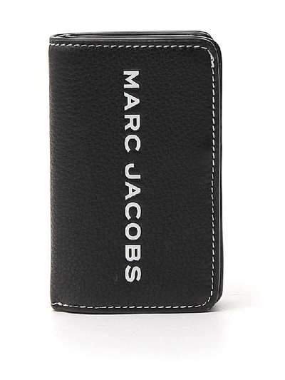 Marc Jacobs Textured Tag Logo Print Mini Wallet In Black