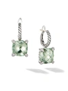David Yurman Sterling Silver Chatelaine Drop Earrings With Prasiolite & Diamonds In Green/silver
