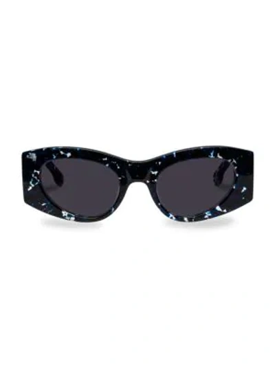 Le Specs Women's Extempore Cat Eye Sunglasses, 49mm In Black Navy Agate/cool Smoke Solid