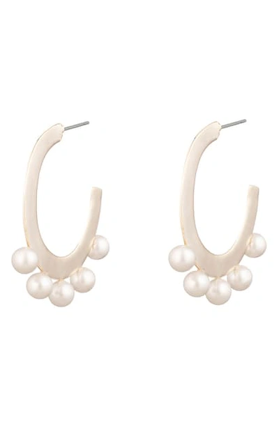 Alexis Bittar Woodland Fantasy Simulated Pearl Hoop Earrings In Gold