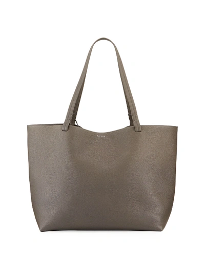 The Row Park Lux Grained Leather Shopper Tote Bag In Gray
