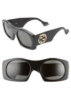 Gucci Men's Chunky Square Interlocking G Sunglasses In Black