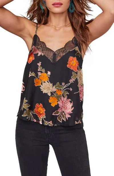 Astr Ceci Floral Cami With Lace In Black Multi Floral