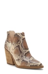 Vince Camuto Gigietta Snakeskin Embossed Bootie In Light Brown Embossed Leather