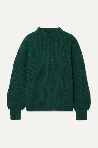 Anine Bing Jolie Pointelle Alpaca & Wool Blend Sweater In Forest Green