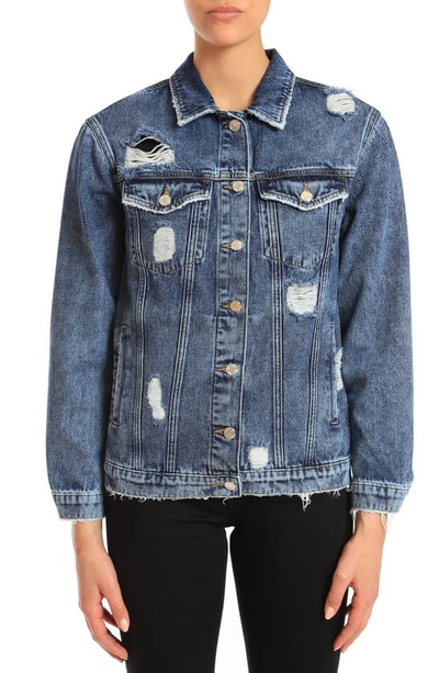 Mavi Jeans Karla Distressed Denim Jacket In Mid Ripped La Vintage