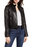 Andrew Marc Leather Racer Jacket In Black