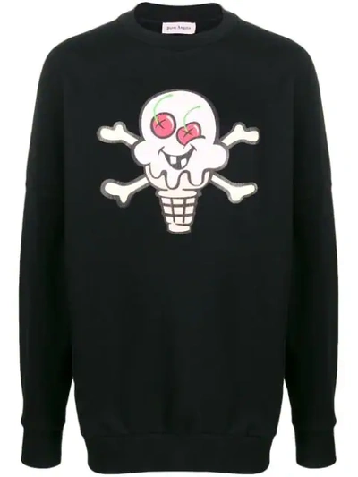 Palm Angels Ice Cream Skull Print Sweatshirt In Black