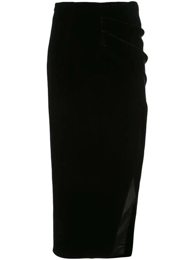 Rasario Draped Velvet Skirt Black