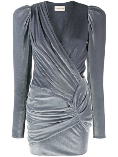 Alexandre Vauthier Velvet Wrap Mini Dress In Steel