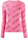 Balenciaga Printed Ribbed-knit Top In Pink