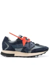 Off-white Mixed Media Low-top Sneakers In Navy