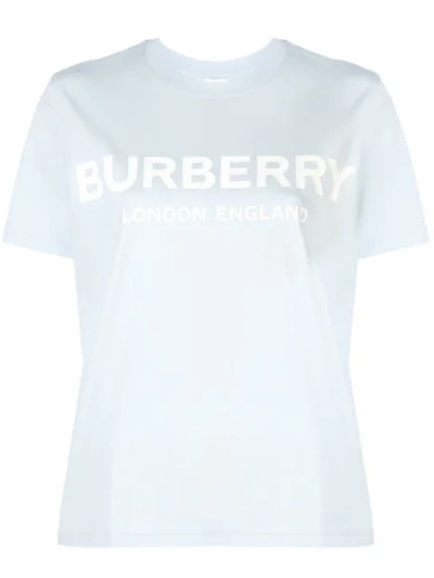 Burberry Logo Printed Cotton Jersey T-shirt In Silver