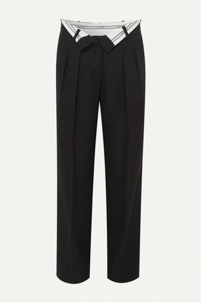 Alexander Wang Foldover Boy Fit Wool Trousers In Black