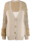 Stella Mccartney Faux Fur-trimmed Knitted Cardigan In Beige