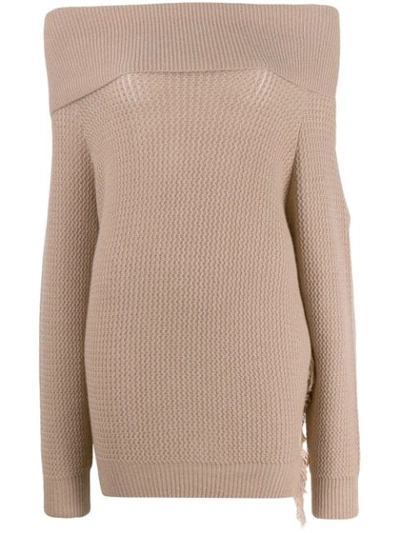 Stella Mccartney Off-the-shoulder Sweater Neutral In Neutrals