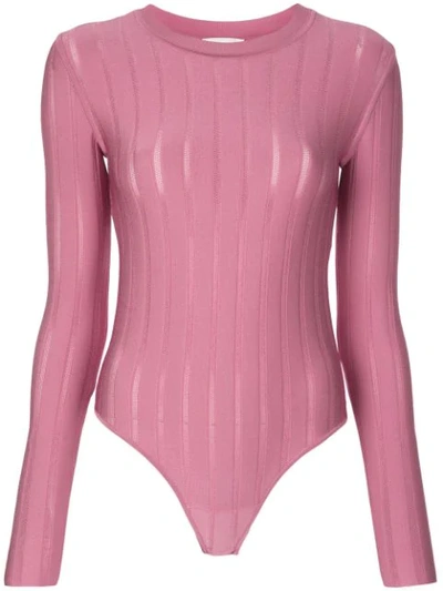 Casasola Pink Ribbed Bodysuit In Rosa