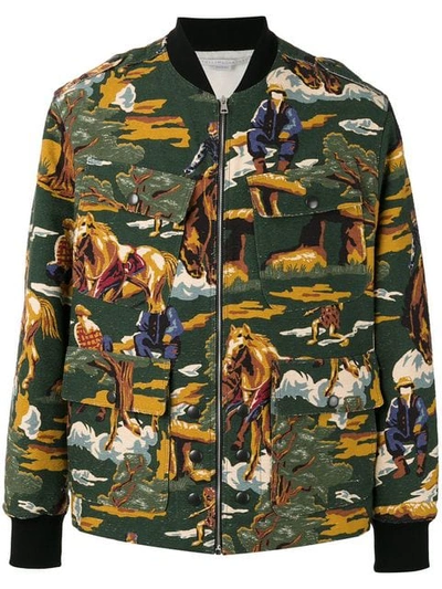 Stella Mccartney Tree-patterned Cotton Bomber Jacket In Multicolour
