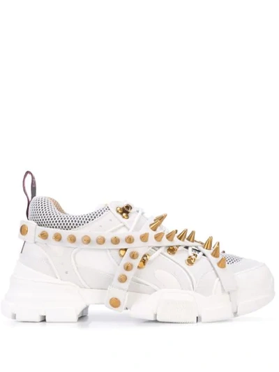 Gucci White Men's Flashtrek Removable Spikes Sneakers