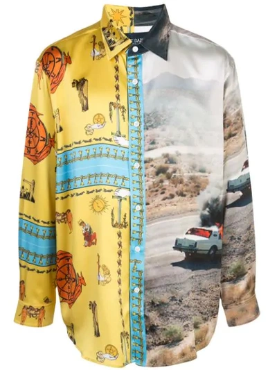 Lost Daze Multicolor Men's Double Print Shirt In Yellow