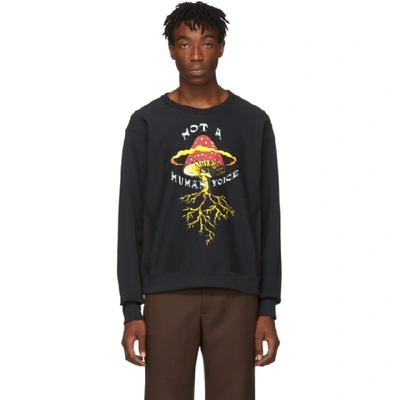Gucci Black Men's "not A Human Voice" Print Sweater In 1142 Black