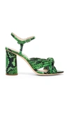 Loeffler Randall Camellia Knotted Lamé Sandals In Green