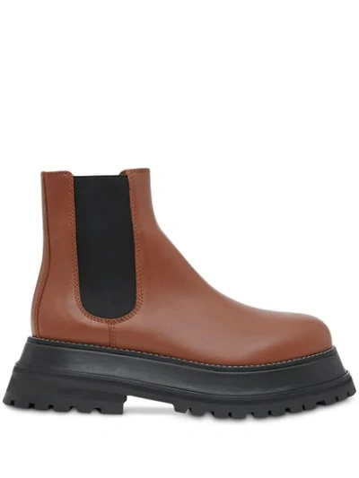 Burberry Braemar Chunky Leather Chelsea Boots In Tan