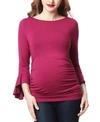 Kimi & Kai Andrea Maternity Ruched Top In Magenta