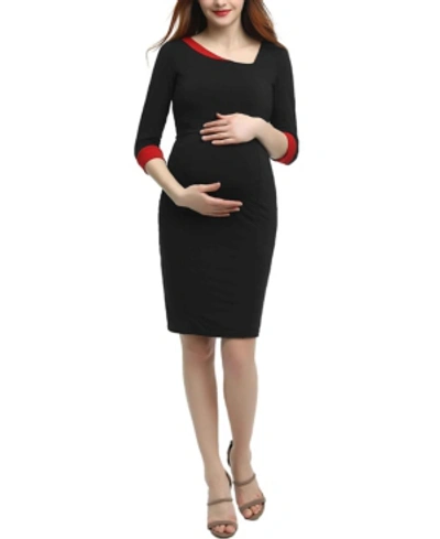 Kimi & Kai Nova Maternity Colorblock Midi Dress In Black