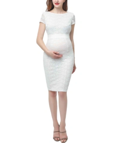 Kimi & Kai Lyanna Maternity Lace Body-con Dress In White