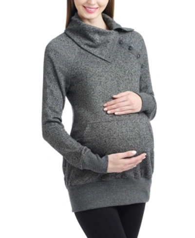 Kimi & Kai Alaina Envelope Collar Maternity Sweatshirt In Gray