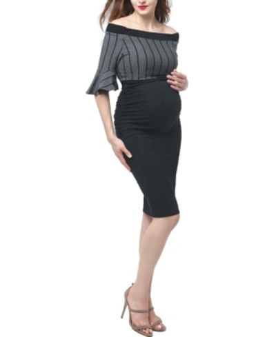 Kimi & Kai Josephine Maternity Body-con Dress In Black Gray
