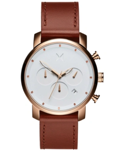 Mvmt Men's Chrono 40 Rose Gold Natural Tan Leather Strap Watch 40mm