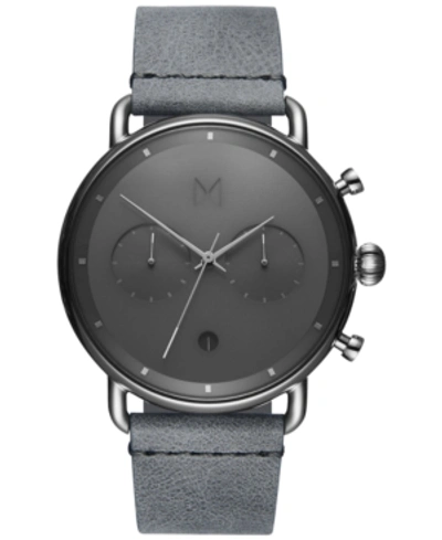 Mvmt Men's Chronograph Blacktop Silver Mist Gray Leather Strap Watch 47mm In Grey