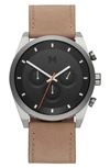 Mvmt Men's Chronograph Element Graphite Sand Leather Strap Watch 44mm In Tan/ Black/ Silver