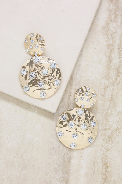 Ettika Double Crystal Studded Disc Earrings In Gold