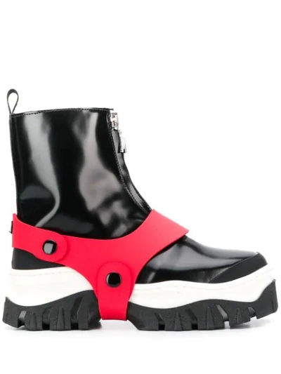 Msgm Contrast Strap Boots In Black