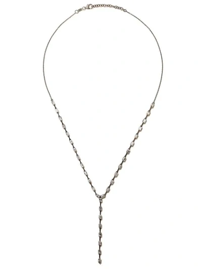 As29 18kt Black Gold Baguette Diamond Lariat Necklace