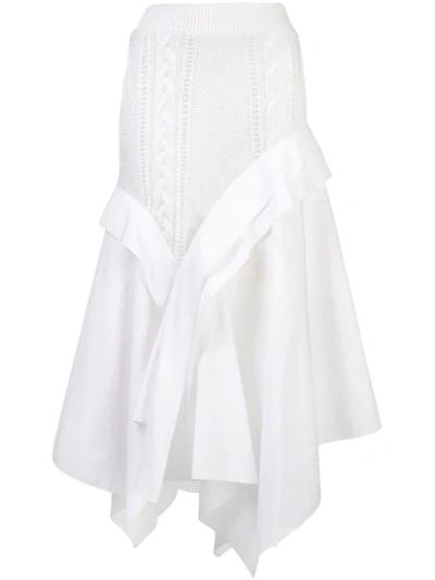 Loewe Bi-material Asymmetric Skirt In White