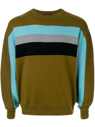 Caban Striped Relaxed-fit Jumper In Green