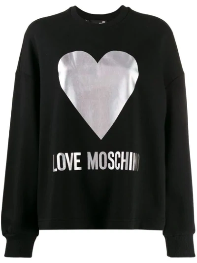 Love Moschino Foil Heart Print Sweatshirt In Black
