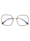 Tom Ford Hexagonal Shaped Glasses In Metallic